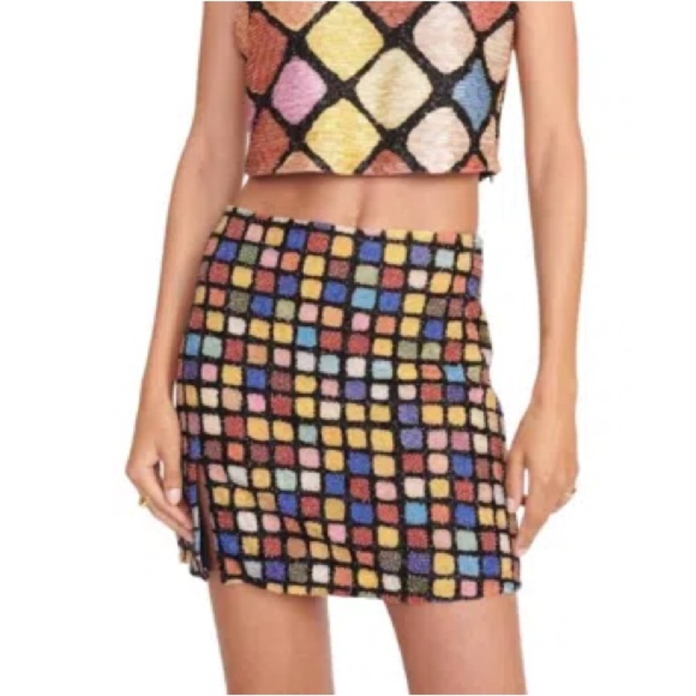 STAUD Supernova Beaded Sequin Skirt - Dancefloor